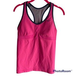 Nike Dri-Fit Pink and Navy‎ Ladies Athletic Running Racerback Tank, M